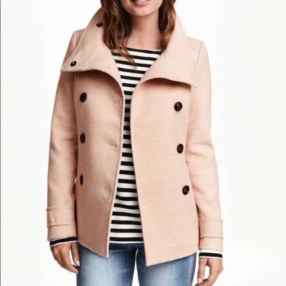 H & M Blush Pea Coat Women's Size 2